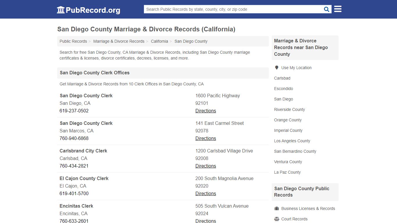 Free San Diego County Marriage & Divorce Records ...